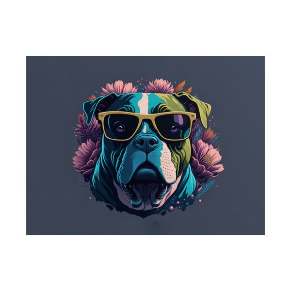 Floral Pitbull With Sunglasses